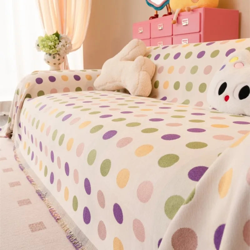 Dopamine Dots Sofa Cover Luxury Cat-Proof Couch Protector All-Season Stretchable Sofa Slipcover for Women Home Decor Living Room